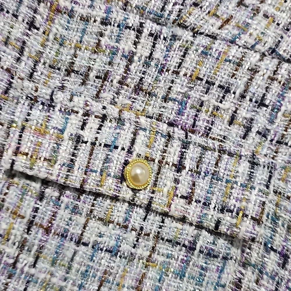NWT Nanette Lepore Tweed Dress Cap Sleeve Shift Knee Length 14 Multi Color - Picture 4 of 12